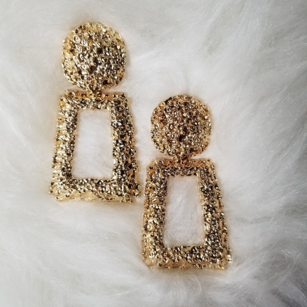 Gold Statement Earrings Zara Style - Picture 4 of 5